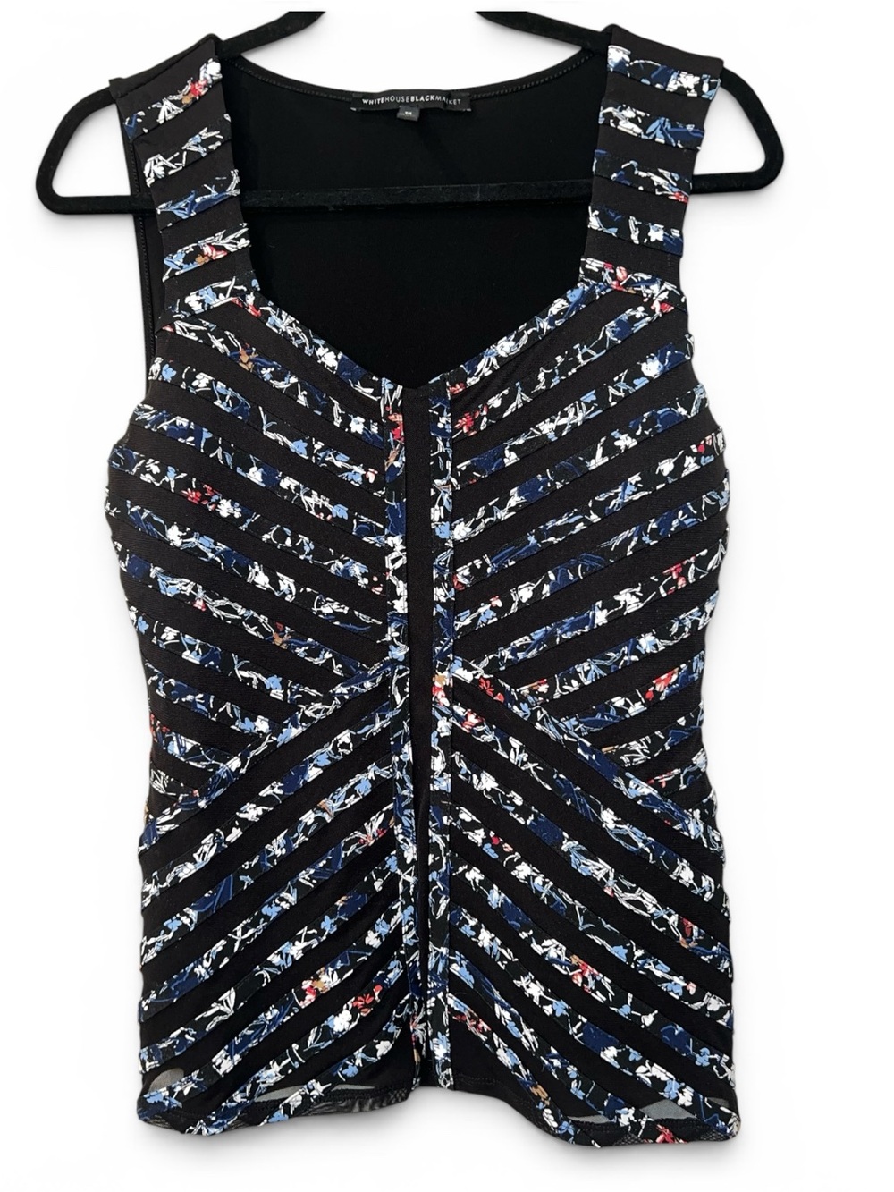 White House Black Market Sleeveless Mesh Floral Illusion Top – Size Medium – EUC - Picture 3 of 9